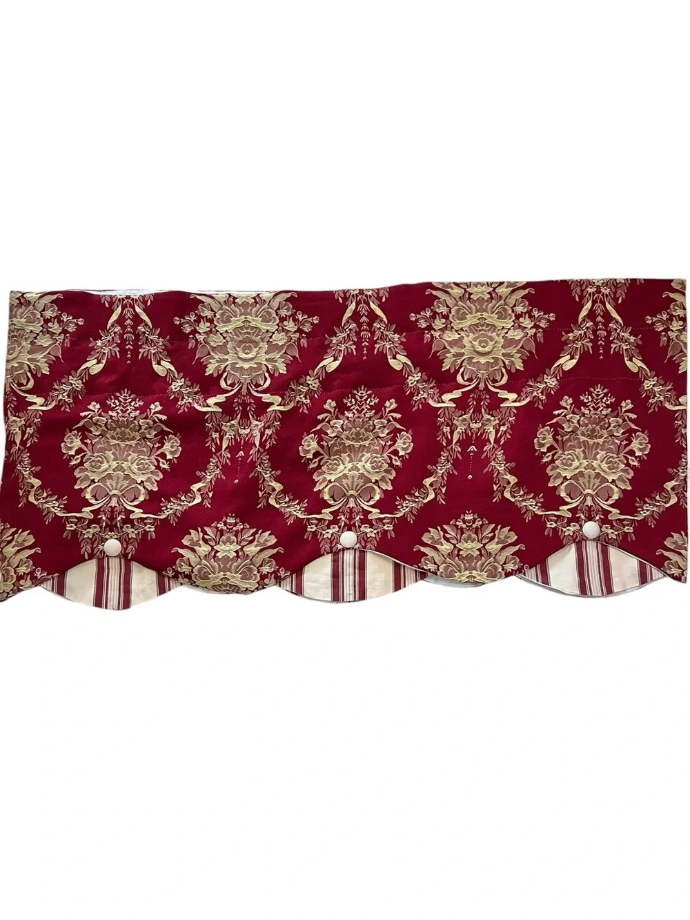 Waverly Chatham Rose Momento Valance Merlot Gold Stripe 17” By 76”